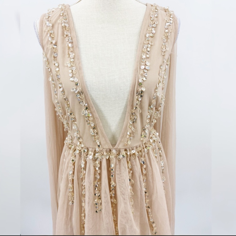 🌷ASOS🌷 Embellished Cape Plunge Tulle Mini Dress - Picture 11 of 16